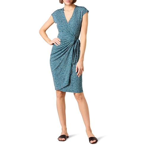 Amazon Essentials Vestido cruzado clásico con mangas casquillo (disponible en tallas grandes) Mujer, Azul Margarita, 3XL Grande