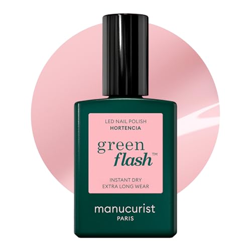 Manucurist Green Flash Pintauñas Semipermanentes Hortencia - Gel Uñas Rosa Pálido Transparente - Esmaltes Semipermanentes Para Uñas 12-free, de origen orgánico (84%) - Fabricado en Francia - 15 ml
