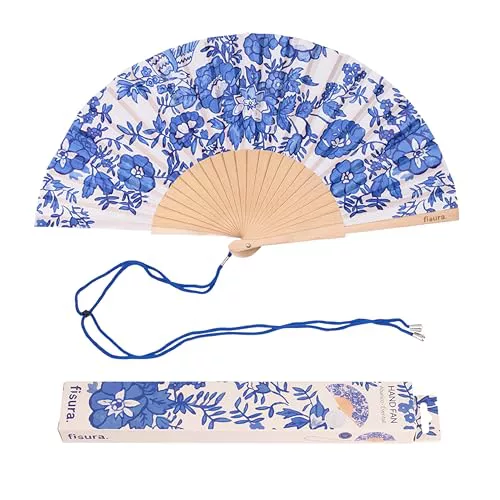 Fisura – Abanico original con estampado flores azules
