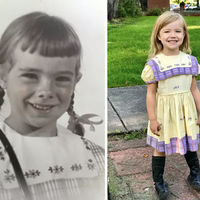 19 niñas de la familia llevaron el mismo vestido el primer día de clases en los últimos 67 años 