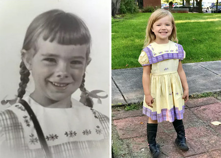 19 niñas de la familia llevaron el mismo vestido el primer día de clases en los últimos 67 años