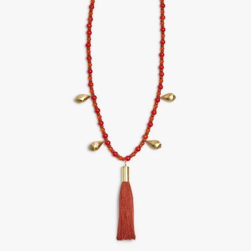 Collar largo de cuentas con fleco decorativo Rojo Parfois

