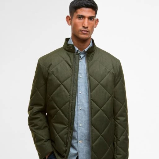 Chaqueta Barbour Harrington de hombre encerada con cuello alto 
