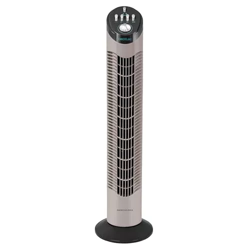 Cecotec Ventilador de Torre con Temporizador EnergySilence 790 Skyline. 50W, 30'' (76cm) de Altura, Control Mecánico, Oscilante, Motor de Cobre, 3 Velocidades