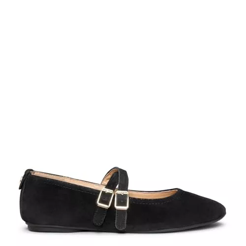 miMaO Amapola - Zapatos de Horma Ancha con Pulsera Negro, EU 37