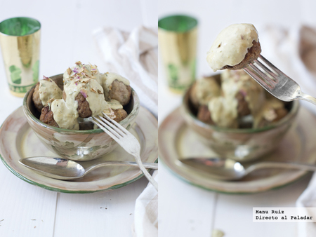 Albóndigas con salsa suave de pétalos de rosa y anís. Receta