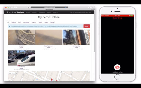 La víctima se convierte en reportero de una situación de emergencia con la app Parachute