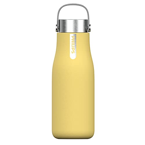 Philips Water Go Zero Smart Bottle - Botella de agua UVC-LED Autolimpiable, Acero Inoxidable, Libre de BPA