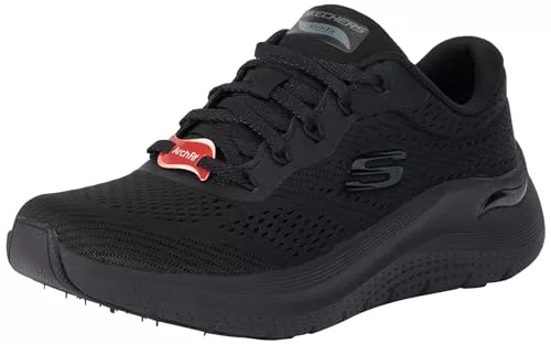 Skechers Arch Fit 2.0 Big League - Tenis para Mujer, Borde de Malla Negra plomizo, 35 EU