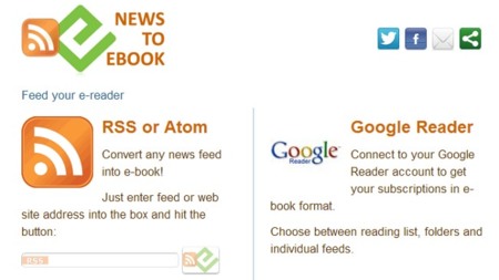 Convierte tus suscripciones de Google Reader a EPUB o MOBI con Newstoebook