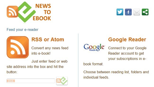 Convierte tus suscripciones de Google Reader a EPUB o MOBI con Newstoebook
