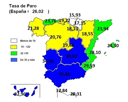 La tasa de paro se sitúa en España en el 26,02%