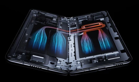 Mi Mix Fold のバタフライ システムは、プロセッサの熱を電話機の 2 つの背面パネル全体に分散します。