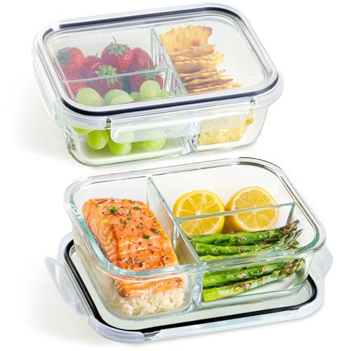 Praknu Meal Prep Cristal con 3 Compartimentos