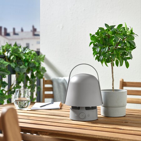 VAPPEBY Lámpara altavoz Bluetooth, exterior/gris