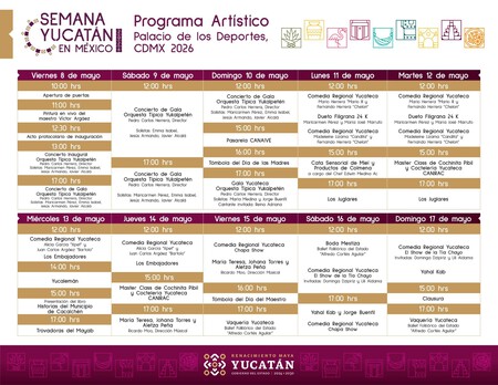 Cuál es el Programa Artístico de la Semana de Yucatán en México
