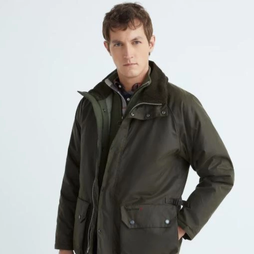 Barbour - Chaqueta de hombre con cierre de cremallera y cuello de pana.