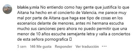 Comentario sobre el show de Aitana