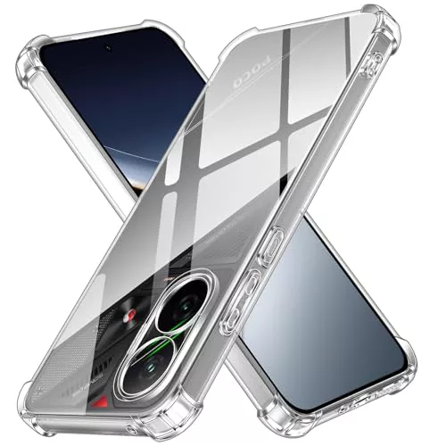 ivoler Funda para Xiaomi Poco F7 5G, Carcasa Protectora Antigolpes Transparente con Cojín Esquina Parachoques, Suave TPU Silicona Caso Delgada Anti-Choques Case