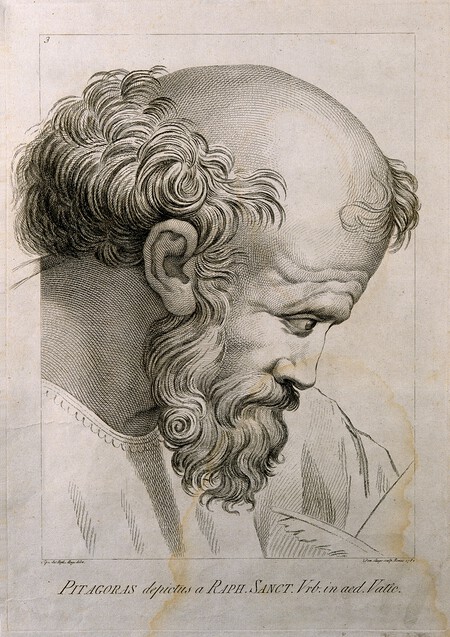 Pythagoras Line Engraving By D Cunego 1782 After R Meng Wellcome V0004825