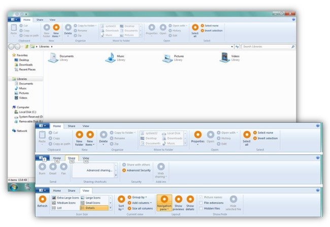 Ribbon en Windows 8