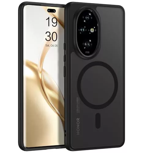 BENTOBEN Funda Magnética para Honor 200 5G(NO para Honor 200 Lite!!) [Compatible con Magsafe] Carcasa Cover Protección de Grado Militar Anti-Golpes Parte Trasera Mate Translúcida Anti-Arañazos-Negro