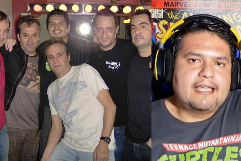 Montaje del protagonista de la historia junto a Hombres G