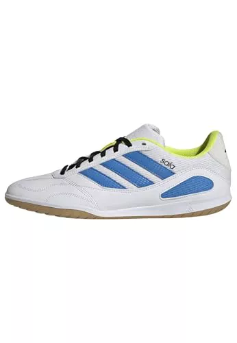 adidas Unisex Adulto Super Sala Competition III Indoor Football Shoes, FTWR White/Lucid Ray Blue/Solar Yellow, 42 EU