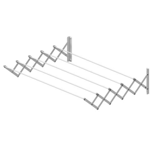 Cuncial - Tendedero Extensible de Pared EPOXI 120 cm | Acero Blanco con 5 Barras Reforzadas | 6 m de Tendido | Plegable para Interior y Exterior | Alta Resistencia y Fácil Montaje | Garantía 3 años