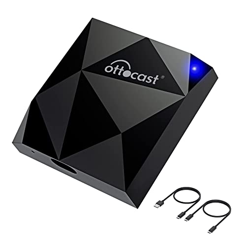 Ottocast Adaptador inalámbrico CarPlay, Apple Wireless CarPlay Dongle, Plug & Play, 5GHz WiFi, Auto Connect, sin demora, actualización en línea, para OEM Wired Carplay Modelo año después de 2016