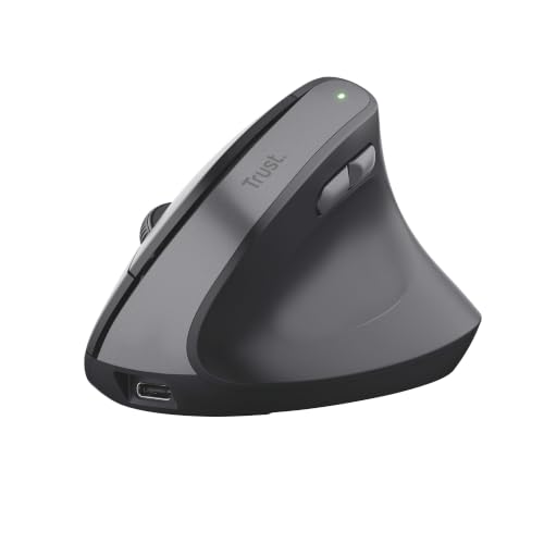 Trust Yuno Ratón Vertical Inalámbrico, Ratón Ergonómico Recargable