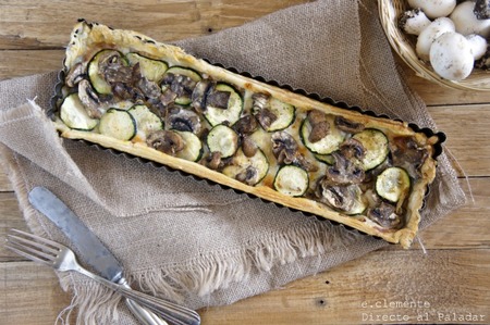 Tarta de calabacín y champiñones. Receta
