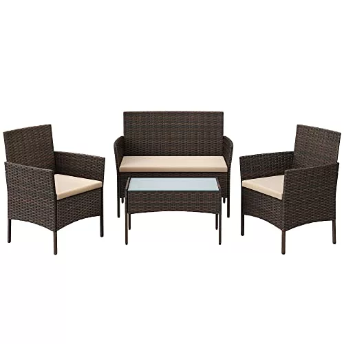 SONGMICS Conjunto de Muebles de Jardín, Muebles de Patio Ratán