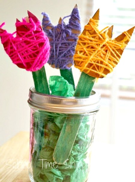 Manualidades Primavera Tulipanes Lana