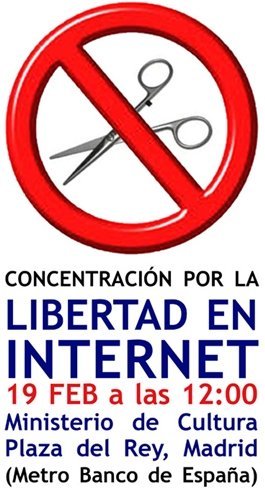 Este sábado concentración frente al Ministerio de Sinde en defensa de la libertad en Internet