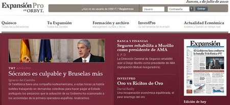 ExpansionPro versión de pago del periódico Expansión en la red