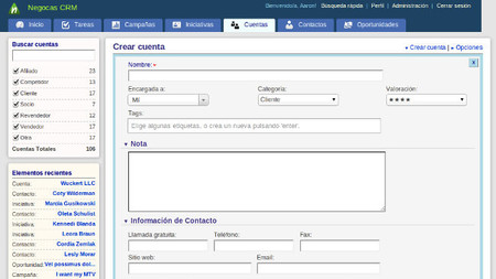 Cuentas Negocas CRM