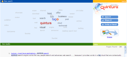 Quintura, un buscador por tags