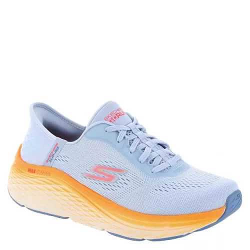 Skechers MAX Cushioning Elite 2.0 Solace - Tenis para Mujer, Azul Textil Borde Naranja, 39.5 EU