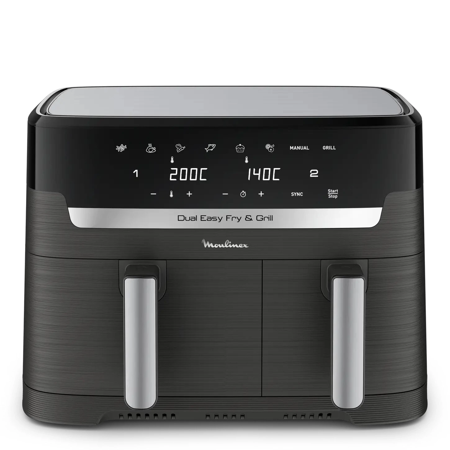 Dual Easy Fry & Grill, Freidora de aire y grill, 8,3 L, Dos cubetas, 8 Programas, Negro
