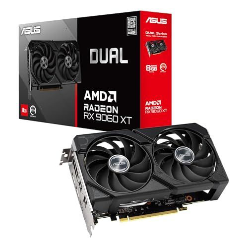 ASUS Dual Radeon RX 9060 XT 8 GB GDDR6 - Tarjeta gráfica (PCIe 5.0, HDMI 2.1b, DisplayPort 2.1a, diseño de 2.5 Ranuras, Ventilador Axial-Tech, tecnología 0dB)