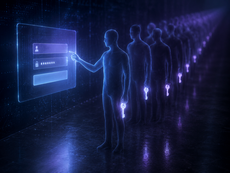 showing flowing streams of light  representing different types of users