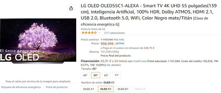 La Smart TV LG OLED CX de 65 pulgadas tiene un descuentazo