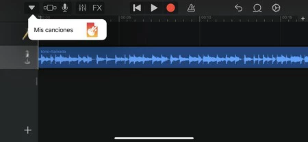 Captura de pantalla de la interfaz de GarageBand