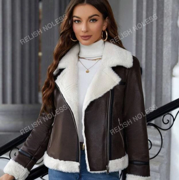 Cazadora aviador con forro de borreguito mujer