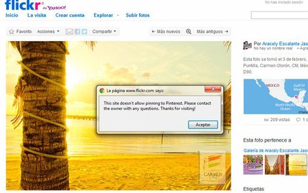 Flickr deshabilita la posibilidad de compartir directamente las imágenes con copyright en Pinterest