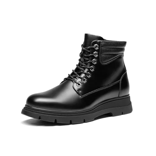 Bruno Marc Botas Moto Cordones Hombre Botas Chukka Vestir Invierno con Cremallera y Suela Antideslizante