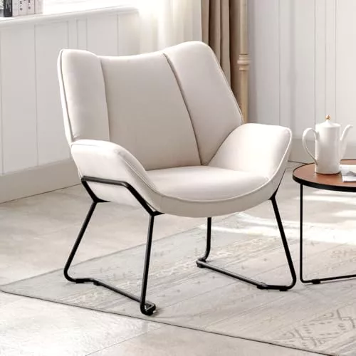 chairus Butaca Ocio con Cojín Acolchado de Lino, Beige