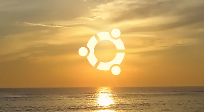 Ubuntu logo, puesta de Sol