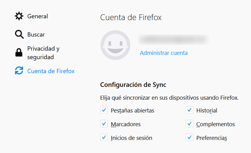 Sync Firefox Quantum Sincronizacion